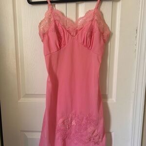 Vintage Bubblegum 1970s Pink Slip Dress Festival Wear